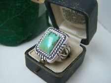 MODERNIST SOLID STERLING SILVER TURQUOISE NATIVE AMERICAN SIGNET RING SIZE Q 8