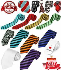 Mens Tie Plain Slim Skinny