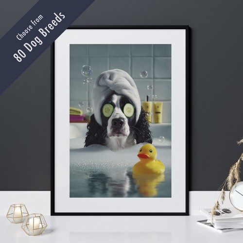Funny dog bath print - print, –