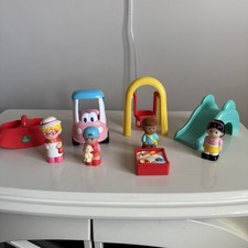 ELC Happy Land Playground Set Slide, Swing, Seesaw, Little Tikes Car 4 X Figures