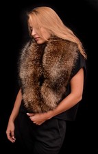 Saga Fur Natural Finn Raccoon Fur Massive Handmade Shoulder Wrap Boa Stole Scarf