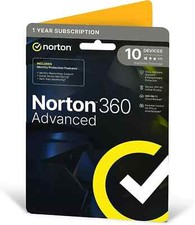 Norton 360 Advanced 10 Devices 1 Year + Identity Adviser - 5 Minute Delivery
