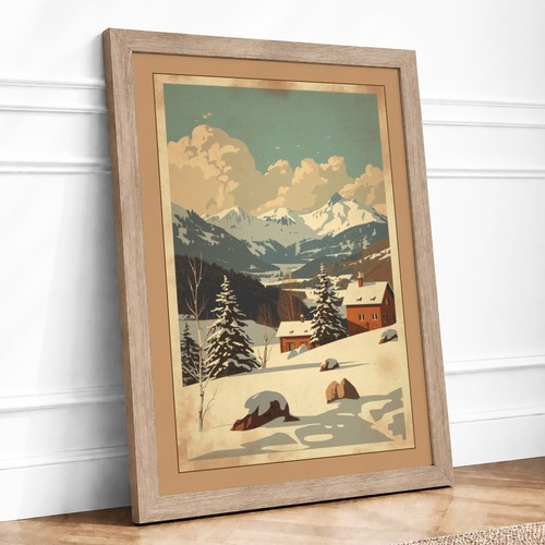 Red barn winter vintage - red,