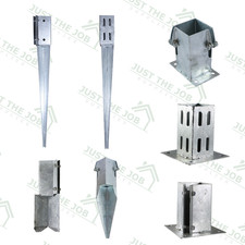 CLEARANCE Fence Post SPIKES & SHOES, Bolt Down Holders Garden Stakes Galvanised