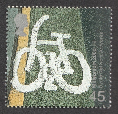 2000 45p road marking cycle - 45p, marking.