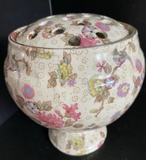 Art Deco Crown Ducal Ware Ivory Chintz Porcelain Vase Quality Rose Bowl VGC