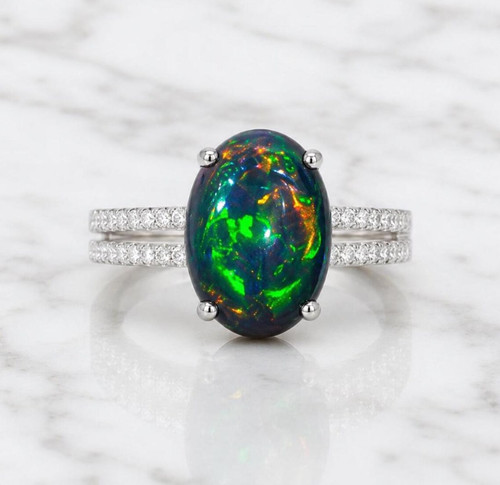 Natural black opal ring - natural,