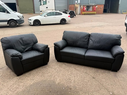 Dfs black leather seater - dfs,