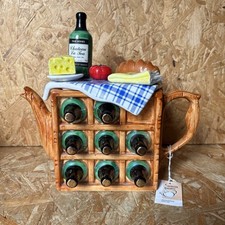 Vintage Swineside Teapottery French Wine Rack Picnic Large Novelty Teapot