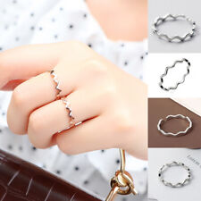 Wave Finger Ring 925 Sterling Silver plated Adjustable Thumb Band Fashion UK