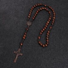 Rosary Cross Crucifix Handmade Wooden Beads Catholic Christian Traditional Style