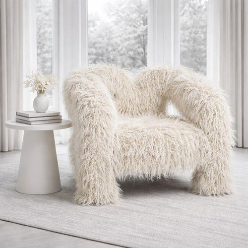 Ivory faux sheepskin fur - ivory,
