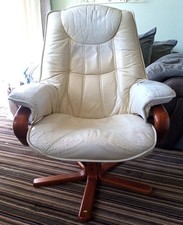 LEATHER SWIVEL CHAIR CREAM IN USED CONDITION