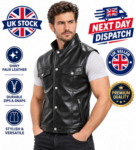 Men black faux - black, biker