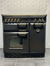 RANGEMASTER  CLASSIC 90cm DUAL FUEL RANGE COOKER IN BLACK AND GOLD TRIM…