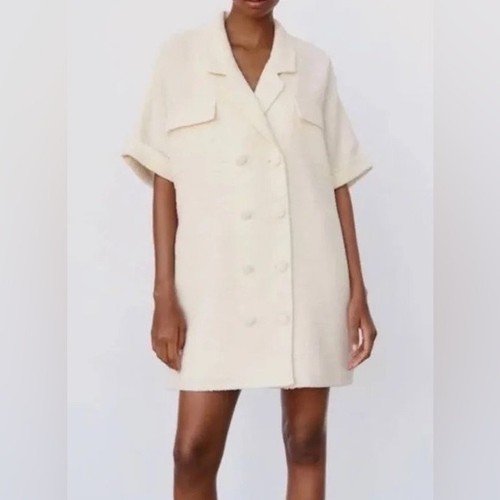 Zara cream tweed double - zara,
