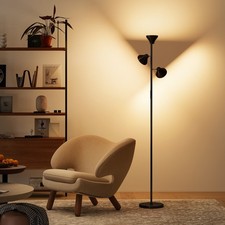 Standing Lamp with 3 Rotatable Head, Dimmable RGB Tall Floor Lamp, Black