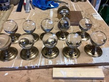 RECLAIMED BRASS GLASS DOOR KNOBS PAIR