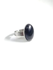 Gemstone Ring, Adjustable Rings, Crystal Ring, Blue Goldstone Oval Ring, Healing