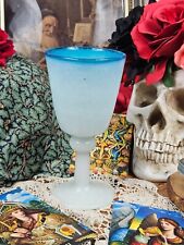 Vintage Hand Blown Medieval Style Glass Goblet, Ice Blue