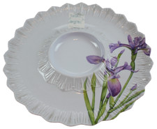 Shabby Chic Purple Iris White 14" Chips Veggie Serving Platter Tray Melamine NEW
