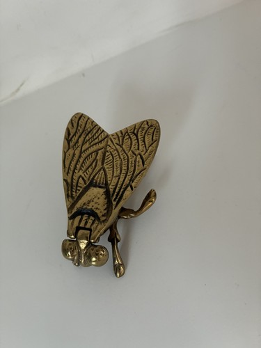 Vintage brass metal fly insect - metal,
