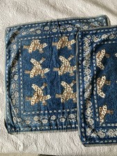 2 folk art Vintage 80s/90s hand blocked fish  cushion covers square Cotton used