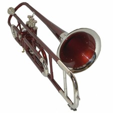 SEASON SALE RED NICKEL FINISH Bb VALVE TROMBONE FREE HARD CASE+MOUTHPIECE