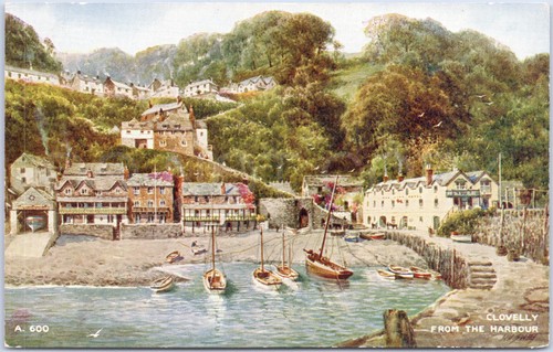 Clovelly vintage postcard - vintage,