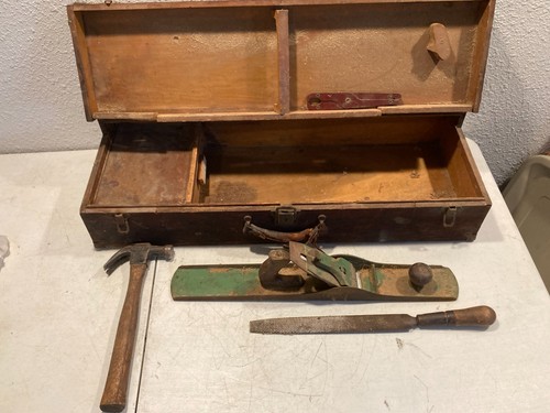 Antique wooden tool chest - antique, &