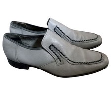Loake Shoes Loafers Mens Size 9.5 Grey Leather Formal Slip On Handmade 
