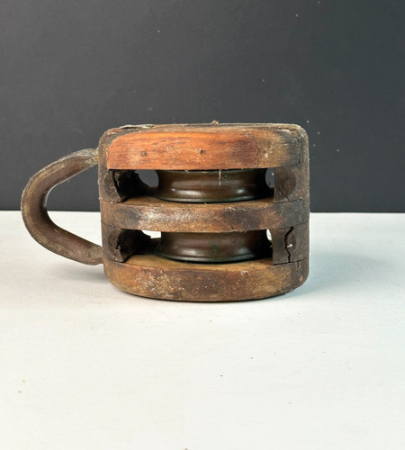 Antique marine double pulley - antique,