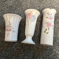 VASES ..3..pink floral..Mikasa, Marlborough plus 1 fine bone china