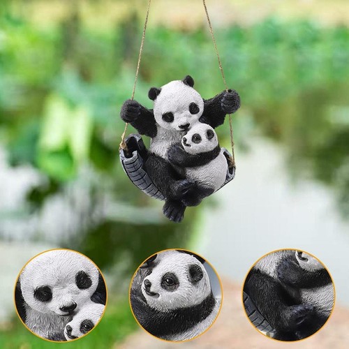 Hanging panda sculpture - panda, garden