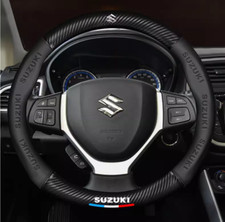 15" PU Leather+Carbon fiber Steering Wheel Cover For Suzuki SX4 Vitara Xbee