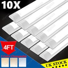 10PACK 4FT LED Strip Lights Batten Tube Office Shop Garage Ceiling Lamp Dimmable