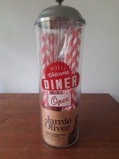 Jamie Oliver Diner Straw Dispenser with Straws - Soda Drinks Cocktail Party