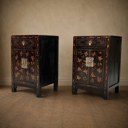 Pair chinese black lacquer - pair,