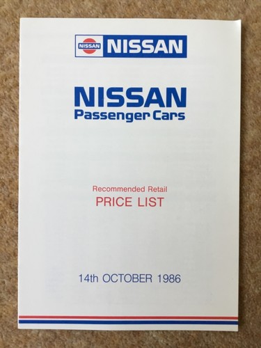 Nissan price list - 1986, oct
