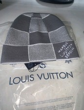 Louis Vuitton Grey Damier Petite Beanie with LV Monogram Logo Wool
