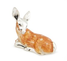 Saturno Silver and Enamel Doe and Fawn  - Fully Hallmarked Sterling Silver