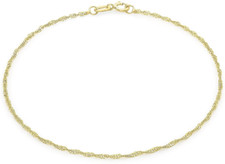 9ct Yellow Gold 20 Twist Curb Chain Bracelet 18cm/7" Thin Womens with Packaging