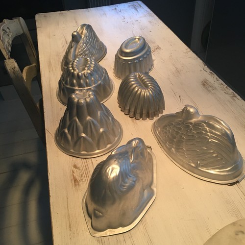 Vintage aluminium jelly molds