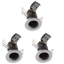 Litecraft Recessed Downlight Fire Rated Fixed GU10 Spotlights in White - 3 Pack 