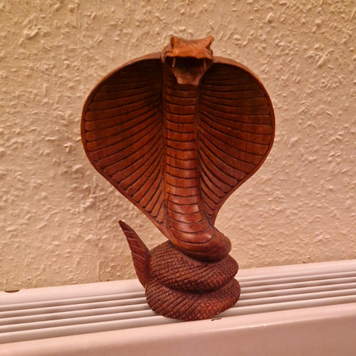 Hand carved wood cobra - carved, snake