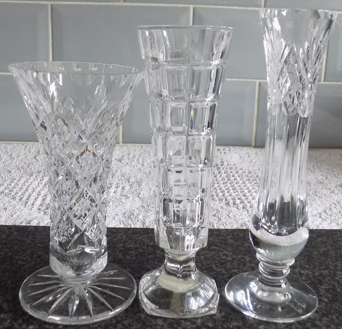 Vintage glass stem vases - glass,