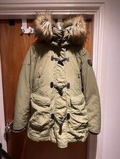 ZARA WINTER JACKET DUFFLE TOGGLE PUFFER COAT WITH ZIP HOOD FUR  XS