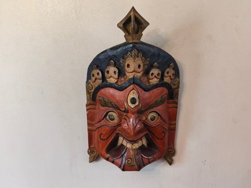 Vintage wood mask folk - vintage, art