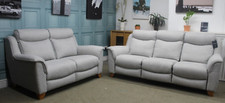 PARKER KNOLL MANHATTAN ELECTRIC 3 & STATIC 2 SEATER SOFAS IN EDITH SILVER FABRIC