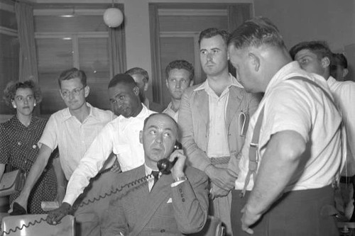 Students visiting telephone - a,